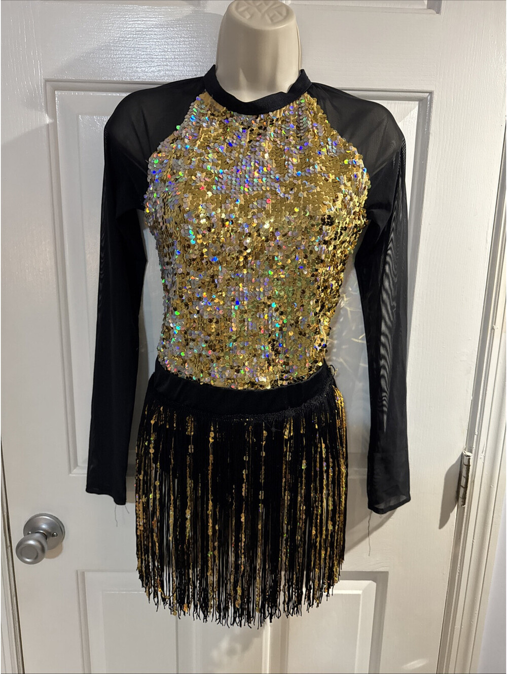 WEISSMAN Dance Costume  SET IT ALL FREE13688 fringe flapper gold- MA